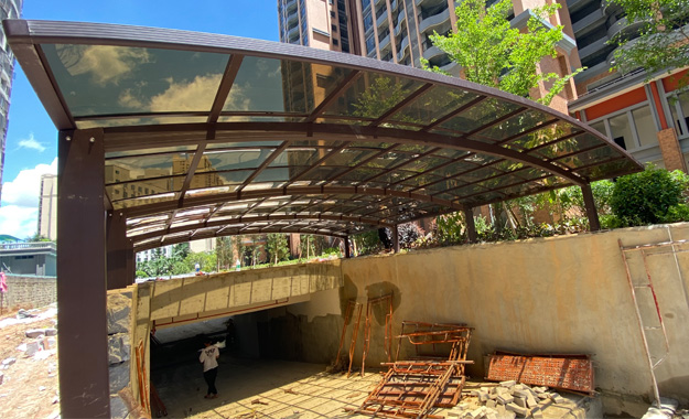 小區停車場入口車棚案例